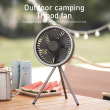 Load image into Gallery viewer, Multifunction Eletric Fan Appliance USB Chargeable Tripod Stand Desk Fan with Night Light Outdoor Camping Ceiling Fan
