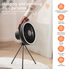 Load image into Gallery viewer, Multifunction Eletric Fan Appliance USB Chargeable Tripod Stand Desk Fan with Night Light Outdoor Camping Ceiling Fan
