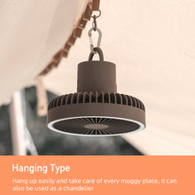 Load image into Gallery viewer, Multifunction Eletric Fan Appliance USB Chargeable Tripod Stand Desk Fan with Night Light Outdoor Camping Ceiling Fan

