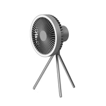 Load image into Gallery viewer, Multifunction Eletric Fan Appliance USB Chargeable Tripod Stand Desk Fan with Night Light Outdoor Camping Ceiling Fan
