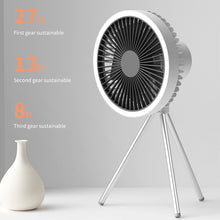 Load image into Gallery viewer, Multifunction Eletric Fan Appliance USB Chargeable Tripod Stand Desk Fan with Night Light Outdoor Camping Ceiling Fan
