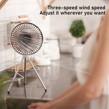 Load image into Gallery viewer, Multifunction Eletric Fan Appliance USB Chargeable Tripod Stand Desk Fan Outdoor Camping Ceiling Fan
