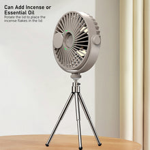 Load image into Gallery viewer, Multifunction Eletric Fan Appliance with Control USB Chargeable Tripod Stand Desk Fan with Light Outdoor Camping Ceiling Fan

