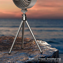 Load image into Gallery viewer, Multifunction Eletric Fan Appliance with Control USB Chargeable Tripod Stand Desk Fan with Light Outdoor Camping Ceiling Fan
