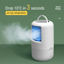 Load image into Gallery viewer, Mini Air Conditioner Timing Air Cooler Fan with Atmosphere Light USB Air Cooling Fan Office Desktop Fan Moisturizing Fan
