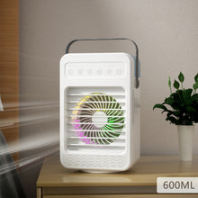 Load image into Gallery viewer, Mini Air Conditioner Timing Air Cooler Fan with Atmosphere Light USB Air Cooling Fan Office Desktop Fan Moisturizing Fan
