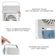 Load image into Gallery viewer, Mini Air Conditioner Timing Air Cooler Fan with Atmosphere Light USB Air Cooling Fan Office Desktop Fan Moisturizing Fan
