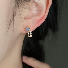 Load image into Gallery viewer, Trendy Silver Needle Blue Cat Eye Earrings Irregular Acrylic Imitation Zircon Rhinestones Earrings Party Women Jewelry
