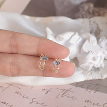 Load image into Gallery viewer, Trendy Silver Needle Blue Cat Eye Earrings Irregular Acrylic Imitation Zircon Rhinestones Earrings Party Women Jewelry
