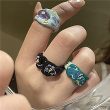 Load image into Gallery viewer, Fashion Vintage Alloy Painted Botanical Floral Pattern Ring Irregular Opening Ring Flower Women Female Accessories
