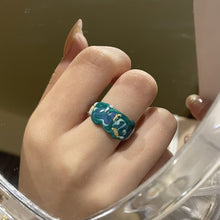 Load image into Gallery viewer, Fashion Vintage Alloy Painted Botanical Floral Pattern Ring Irregular Opening Ring Flower Women Female Accessories
