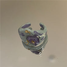 Load image into Gallery viewer, Fashion Vintage Alloy Painted Botanical Floral Pattern Ring Irregular Opening Ring Flower Women Female Accessories
