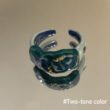 Load image into Gallery viewer, Fashion Vintage Alloy Painted Botanical Floral Pattern Ring Irregular Opening Ring Flower Women Female Accessories
