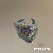 Load image into Gallery viewer, Fashion Vintage Alloy Painted Botanical Floral Pattern Ring Irregular Opening Ring Flower Women Female Accessories
