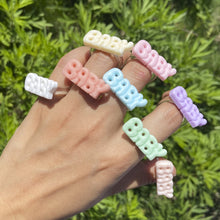 Load image into Gallery viewer, Fashion Vintage Resin Personalized Letters Geometric Baby Ring Round Women Cute Trendy Versatile Punk Ring Female Accessories
