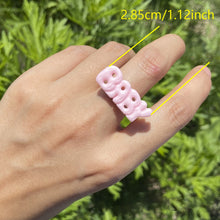Load image into Gallery viewer, Fashion Vintage Resin Personalized Letters Geometric Baby Ring Round Women Cute Trendy Versatile Punk Ring Female Accessories
