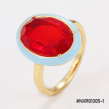 Load image into Gallery viewer, Fashion Vintage Inlaid Imitation Gemstone Enamel Dripping Oil Jewelry Geometric Ring Women Trendy Punk Ring Women Jewelry
