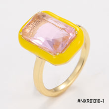 Load image into Gallery viewer, Fashion Vintage Inlaid Imitation Gemstone Enamel Dripping Oil Jewelry Geometric Ring Women Trendy Punk Ring Women Jewelry
