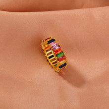 Load image into Gallery viewer, Fashion Colorful Rhinestone Zircon Ring Multicolor Geometric Shapes Imitation Crystals Trendy Creative Women Jewelry Accessories
