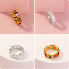 Load image into Gallery viewer, Fashion Colorful Rhinestone Zircon Ring Multicolor Geometric Shapes Imitation Crystals Trendy Creative Women Jewelry Accessories
