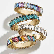 Load image into Gallery viewer, Fashion Tilt Crystal Alloy Multicolor Ring Trendy Gold Colorful Imitation Crystals Geometric Shapes Zircon Women Jewelry Accessories
