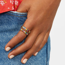 Load image into Gallery viewer, Fashion Tilt Crystal Alloy Multicolor Ring Trendy Gold Colorful Imitation Crystals Geometric Shapes Zircon Women Jewelry Accessories
