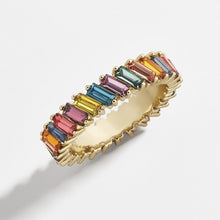 Load image into Gallery viewer, Fashion Tilt Crystal Alloy Multicolor Ring Trendy Gold Colorful Imitation Crystals Geometric Shapes Zircon Women Jewelry Accessories

