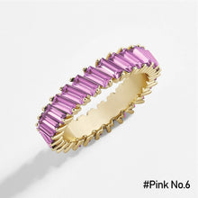 Load image into Gallery viewer, Fashion Tilt Crystal Alloy Multicolor Ring Trendy Gold Colorful Imitation Crystals Geometric Shapes Zircon Women Jewelry Accessories

