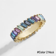 Load image into Gallery viewer, Fashion Tilt Crystal Alloy Multicolor Ring Trendy Gold Colorful Imitation Crystals Geometric Shapes Zircon Women Jewelry Accessories
