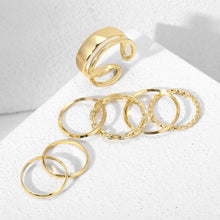 Load image into Gallery viewer, 7pcs/set Fashion Black Knuckle Ring Creative Chain Open Ring Personality Simple Cool Multi-layer Women Combination Set
