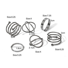 Load image into Gallery viewer, 7pcs/set Fashion Black Knuckle Ring Creative Chain Open Ring Personality Simple Cool Multi-layer Women Combination Set
