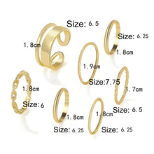 Load image into Gallery viewer, 7pcs/set Fashion Black Knuckle Ring Creative Chain Open Ring Personality Simple Cool Multi-layer Women Combination Set
