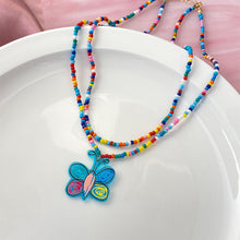 Load image into Gallery viewer, Bohemian Double-layer Short Necklace Creative Hand-beaded Butterfly Flower Colorful Rice Beads Multi-layer Necklace Women Jewelry
