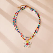 Load image into Gallery viewer, Bohemian Double-layer Short Necklace Creative Hand-beaded Butterfly Flower Colorful Rice Beads Multi-layer Necklace Women Jewelry
