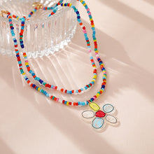 Load image into Gallery viewer, Bohemian Double-layer Short Necklace Creative Hand-beaded Butterfly Flower Colorful Rice Beads Multi-layer Necklace Women Jewelry
