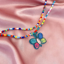 Load image into Gallery viewer, Bohemian Double-layer Short Necklace Creative Hand-beaded Butterfly Flower Colorful Rice Beads Multi-layer Necklace Women Jewelry
