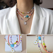 Load image into Gallery viewer, Fashion Summer Short Flower Necklace Female Rice Beads Personality Beach Star Moon Daisy Shell Clavicle Chain Jewelry
