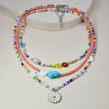 Load image into Gallery viewer, Fashion Summer Short Flower Necklace Female Rice Beads Personality Beach Star Moon Daisy Shell Clavicle Chain Jewelry
