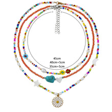 Load image into Gallery viewer, Fashion Summer Short Flower Necklace Female Rice Beads Personality Beach Star Moon Daisy Shell Clavicle Chain Jewelry
