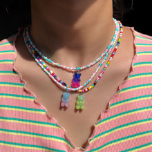 Load image into Gallery viewer, Summer Coloful Cute Cartoon Gummy Bear Necklace Rice Beads Teddy Bear Pendant Gradient Bear Women Girl Jewelry Accessories

