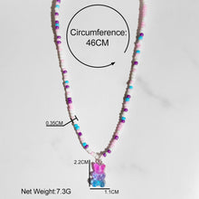 Load image into Gallery viewer, Summer Coloful Cute Cartoon Gummy Bear Necklace Rice Beads Teddy Bear Pendant Gradient Bear Women Girl Jewelry Accessories

