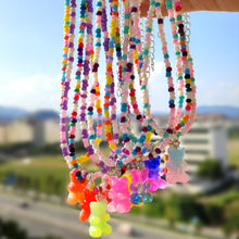 Load image into Gallery viewer, Summer Coloful Cute Cartoon Gummy Bear Necklace Rice Beads Teddy Bear Pendant Gradient Bear Women Girl Jewelry Accessories
