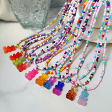 Load image into Gallery viewer, Summer Coloful Cute Cartoon Gummy Bear Necklace Rice Beads Teddy Bear Pendant Gradient Bear Women Girl Jewelry Accessories

