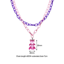 Load image into Gallery viewer, Summer Sweet Cute Cartoon Color Gummy Bear Necklace Teddy Bear Pendant Double Layer Bear Women Girl Jewelry Accessories
