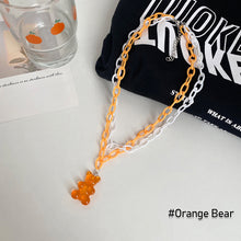 Load image into Gallery viewer, Summer Sweet Cute Cartoon Color Gummy Bear Necklace Teddy Bear Pendant Double Layer Bear Women Girl Jewelry Accessories
