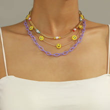 Load image into Gallery viewer, Fashion Daisy Pearl Rice Beads Necklace Simple Flower Beaded Puppy Multilayer Smile Chain Elegant Necklace Women Jewelry
