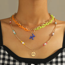 Load image into Gallery viewer, Multi-layer Fashion Personalized Beaded Necklace Choker Handmade Soft Clay Flower Rice Beads Chain Multicolor Necklace Women Jewelry
