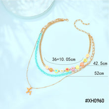 Load image into Gallery viewer, Multi-layer Fashion Personalized Beaded Necklace Choker Handmade Soft Clay Flower Rice Beads Chain Multicolor Necklace Women Jewelry
