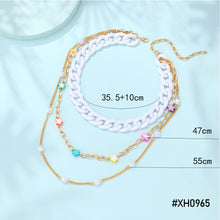 Load image into Gallery viewer, Multi-layer Fashion Personalized Beaded Necklace Choker Handmade Soft Clay Flower Rice Beads Chain Multicolor Necklace Women Jewelry
