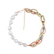 Load image into Gallery viewer, Fashion Personalized Punk Beaded Necklace Handmade Rice Bead Splicing Chain Imitation Pearl Multicolor Necklace Women Jewelry
